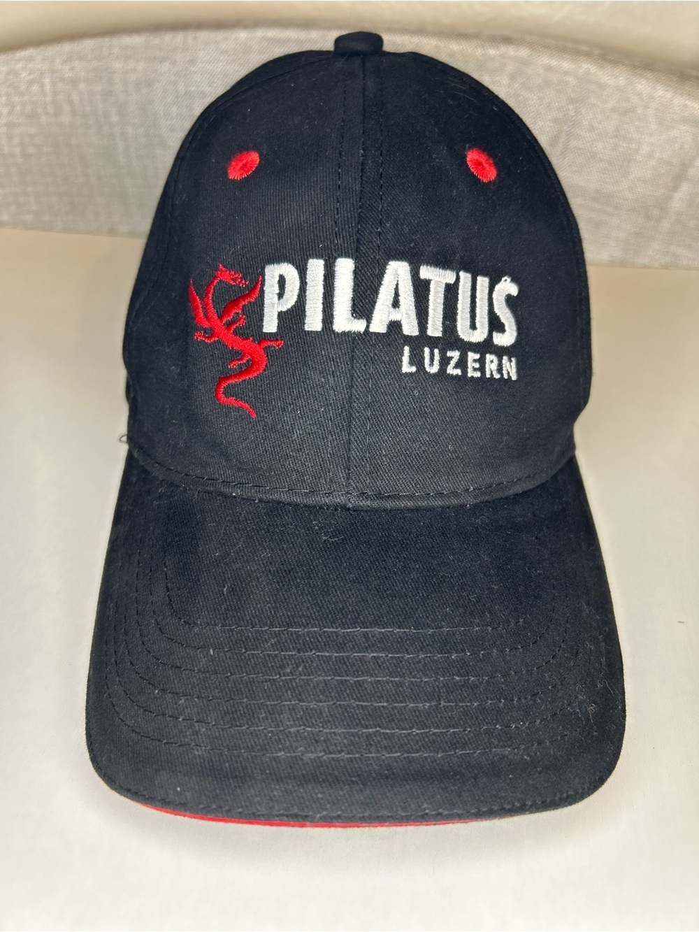 Pilatus Luzern Switzerland Red Dragon Embroidered Cotton Cap NEW - Picture 2 of 11